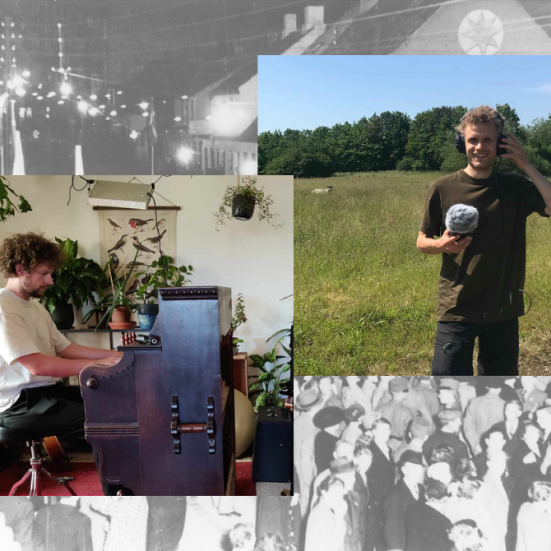 Collage: Bagerst et arkivfoto, foran to portrætfotos af Mark og Thomas fra Genhør.