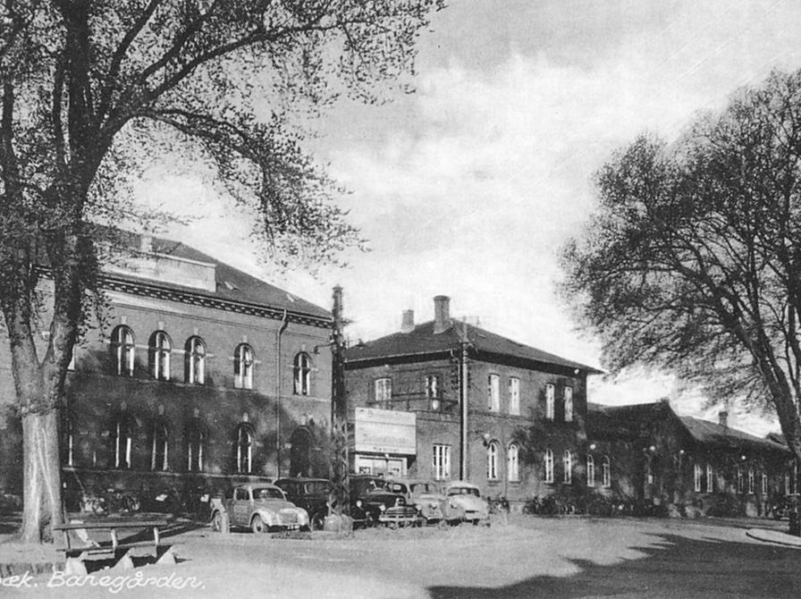 Sort-hvid foto: Holbæk Banegård, ca. 1950'erne.