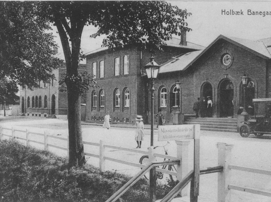 Sort-hvid foto: Holbæk Banegård, ca. 1910.